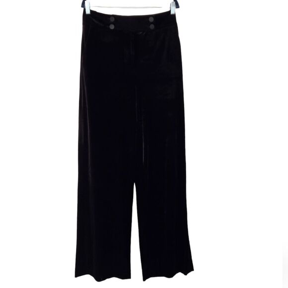 Calvin Klein Whitney Velvet Evening Wide Leg Pants Sz 8 Black - Picture 3 of 12